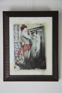 Vrouwelijk naakt voor spiegel. Fotograaf: G.H. Breitner